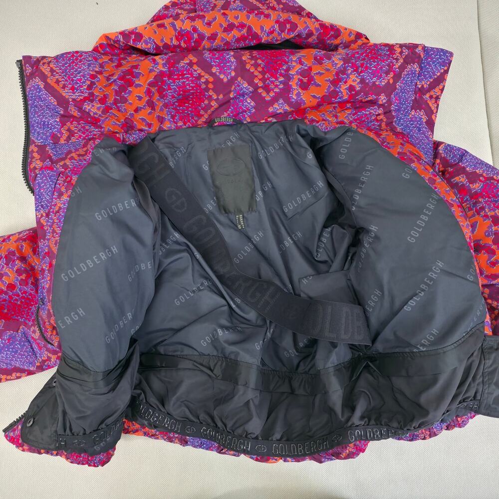 Goldbergh Lucinda Ski Jacket Pink Purple Snake Animal Print Down Coat Sz 4 - Picture 8 of 15